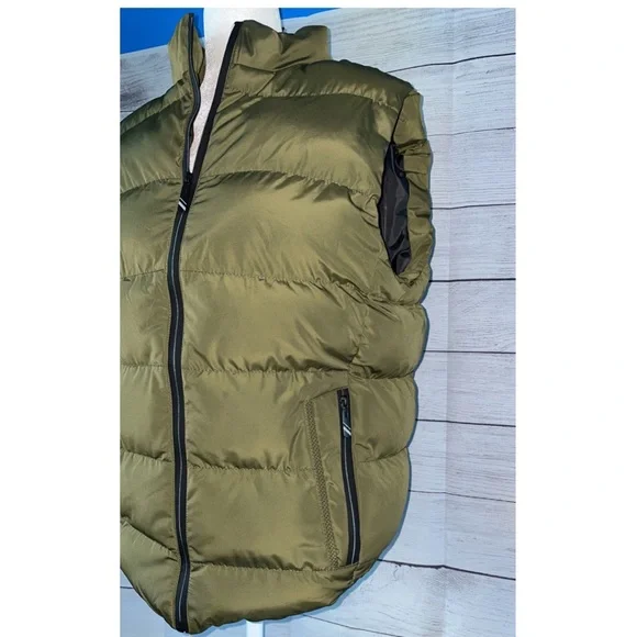 MENS Army Green Puffer Vest Jacket - Picture 4 of 5
